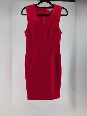 Banana Republic sheath dress featuring a sharp V-neckline and tailored bodice